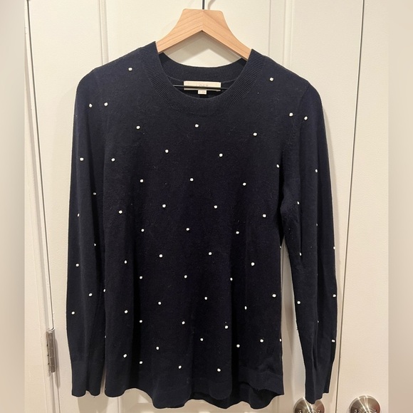 LOFT navy and white polka dot sweater - size medium - Picture 1 of 3